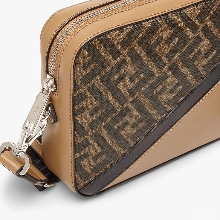 Cheap HOT Case Black Compact Motif FF Brown Camera Fendi In Fabric 0716